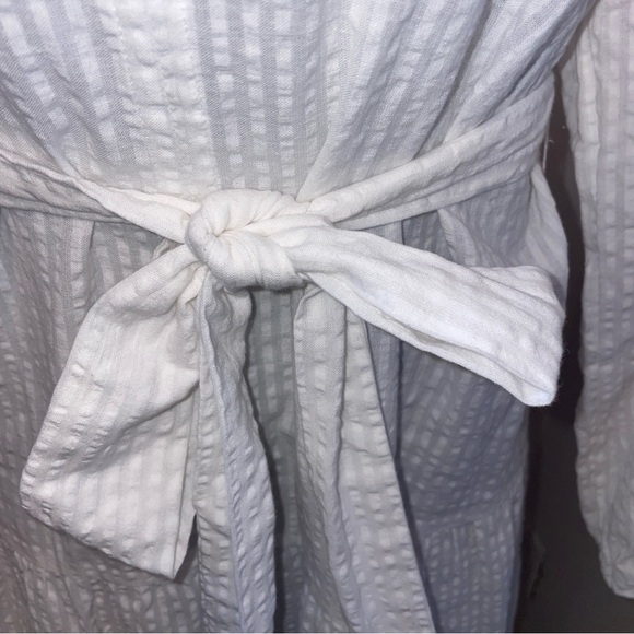Roan and Ryan Dress Maxi Long Sleeve Tie Waist White Cotton Stripe XS NWT - Picture 7 of 9